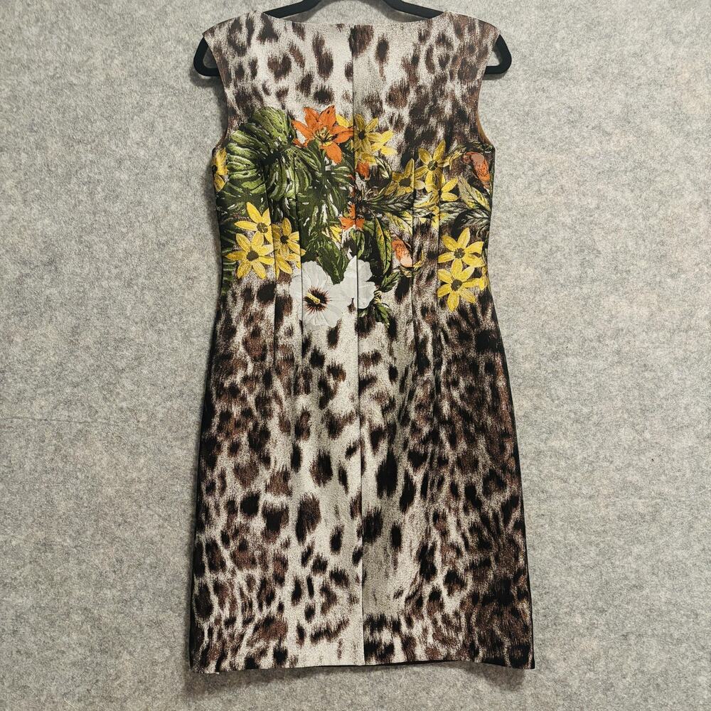 Lafayette 148 New York Dress Womens Size 0 Brown Leopard Floral Animal Sheath - Picture 7 of 15